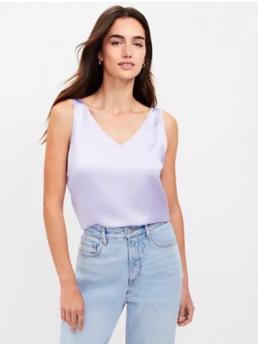NWT Loft Satin Double V Tank Top